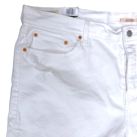Levi’s Premium Wedgie Skinny Distressed Size 24W White Crop High Waist - Picture 4 of 16